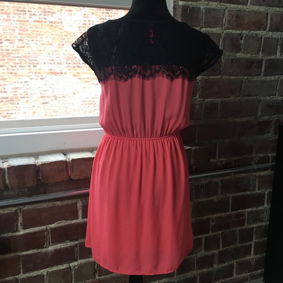 Black Lace and Coral Dress - Picture 3 of 3